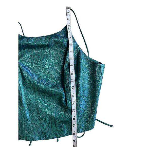 Y2K Blondie nites teal green ornate back tie, spaghetti strap, corset top croppe - Picture 5 of 6